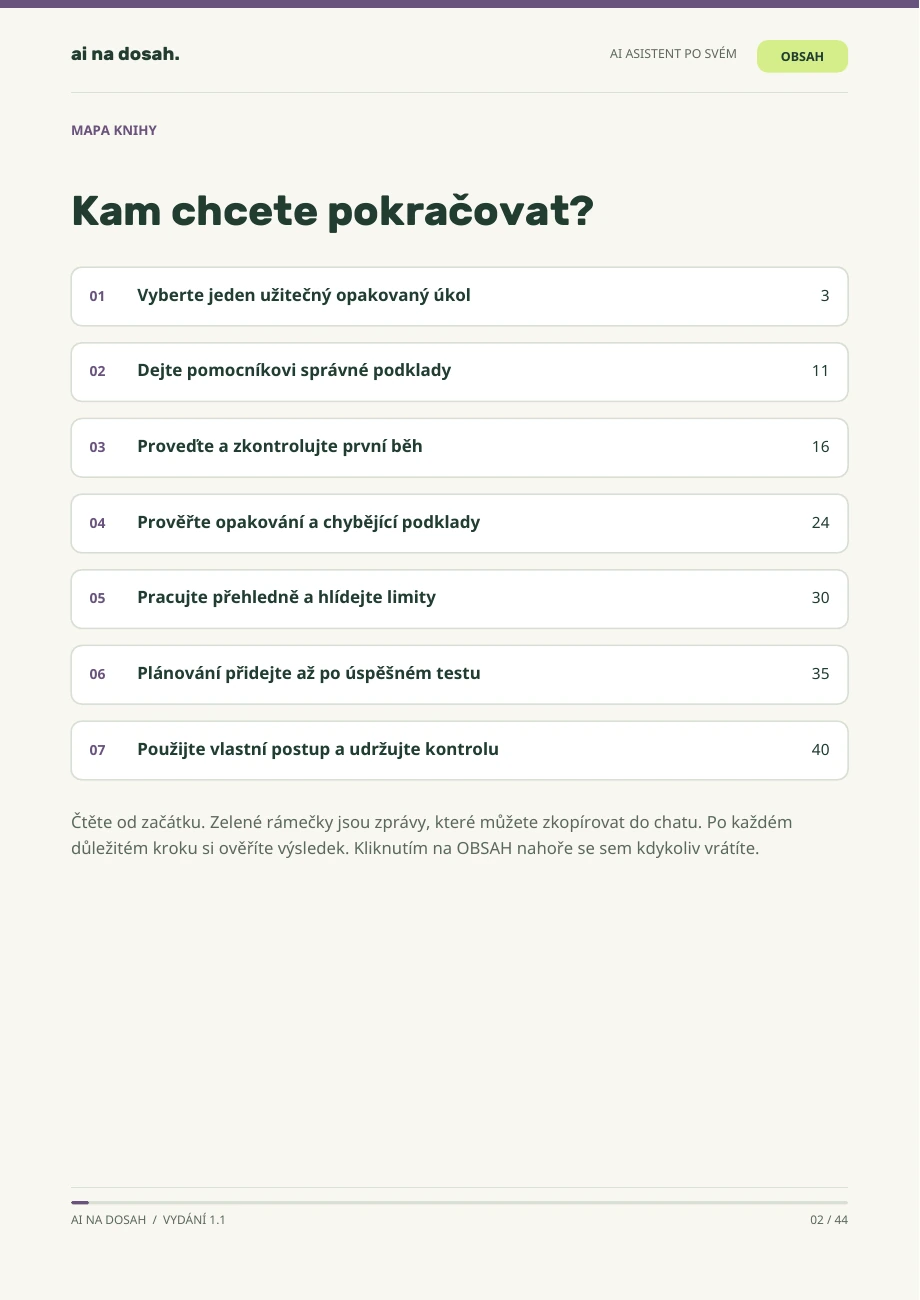 Skutečná stránka PDF AI asistent po svém: Od úkolu k opakování
