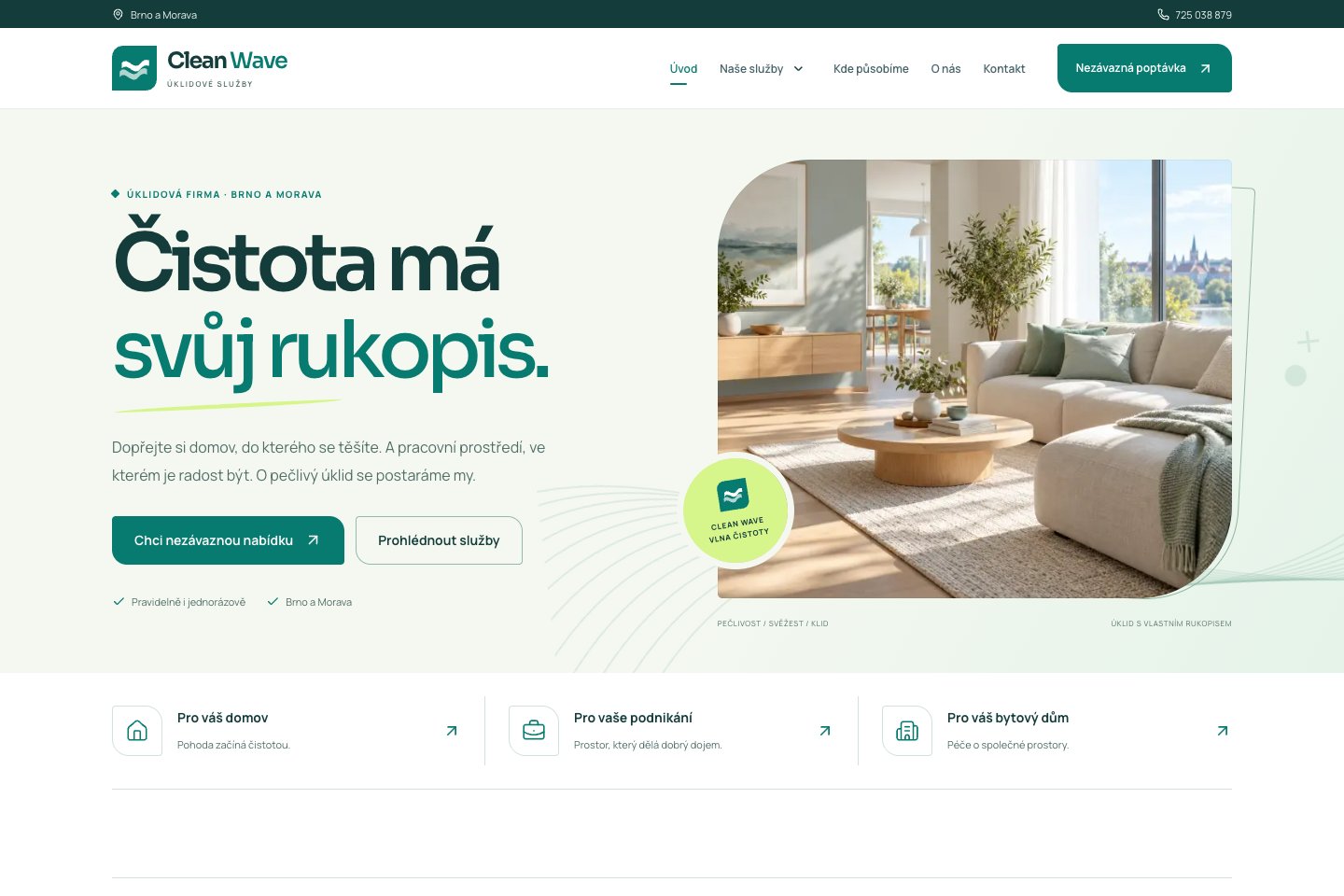 Náhled skutečného webu cleanwave.cz
