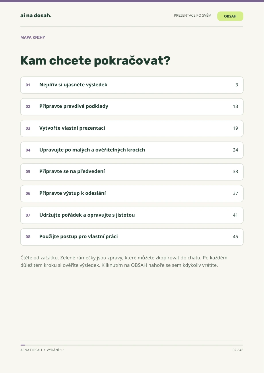 Skutečná stránka PDF Prezentace po svém: Mapa od zadání po předvedení